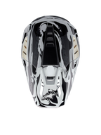 Alpinestars S-M5 Mineral, casque de motocross gris froid et gris foncé brillant, certifié ECE, vue de dessus.