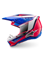 Alpinestars S-M5 Sail, casque de motocross tout-terrain, bleu et rose brillant, certifié ECE 22.06, ventilation avancée