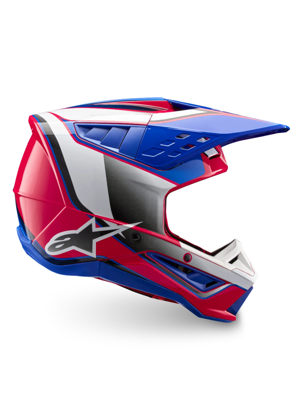 Casque Alpinestars S-M5 Sail de motocross, blanc, rose et bleu émail, finition brillante, certifié ECE 22.06.
