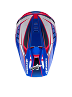 Alpinestars S-M5 Sail, casque de motocross bleu, blanc et rose, vue de dessus, certifié ECE 22.06
