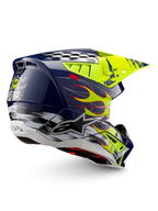 Alpinestars casque S-M5 Rash ECE 22.06, casque de motocross bleu marine et jaune fluo, finition brillante, certifié ECE 22.06