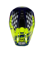 Alpinestars S-M5 Rash, casque de motocross bleu marine et jaune fluo avec damiers et logo tête de mort Astars