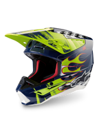 Alpinestars S-M5 Rash ECE 22.06, casque de motocross nuit marine et jaune fluo brillant, protection avancée