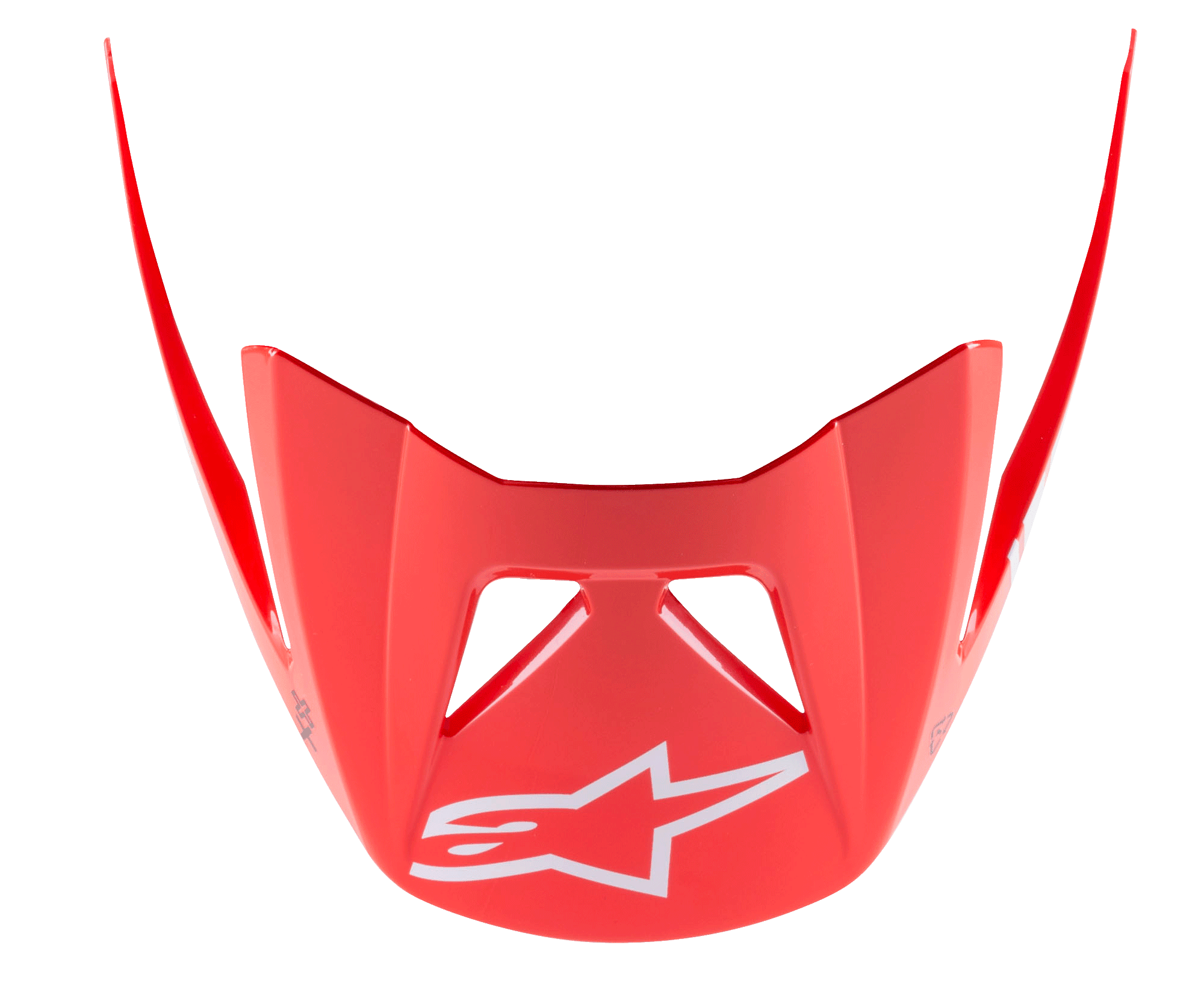 Alpinestars Visor Vector Tech A2, MTB Helmet Visor, Bright Red with White Star Logo, aerodynamic design with angular extensions, glossy finish for mountain biking
