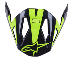 Alpinestars Missile Visor, MTB Helmet Accessory, Black and Yellow Fluo Glossy, aerodynamic design with airflow cutouts, glossy finish with neon yellow star logo