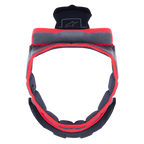 Soussinet de calotte Alpinestars Supertech R10, rembourrage intérieur de rechange pour casque, gris, forme circulaire avec bordure rouge et tissu gris, doté de composants de fixation en plastique noir avec le logo Alpinestars, conçu pour le confort et la personnalisation de l'ajustement du casque de moto