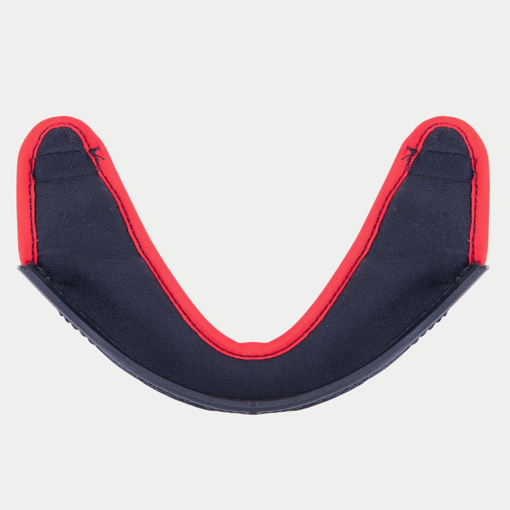Rideau de menton Alpinestars Supertech R10, accessoire de casque, tissu noir avec bordure rouge vif, design courbé en forme de U, pièce de rechange officielle pour les casques de moto S-R10