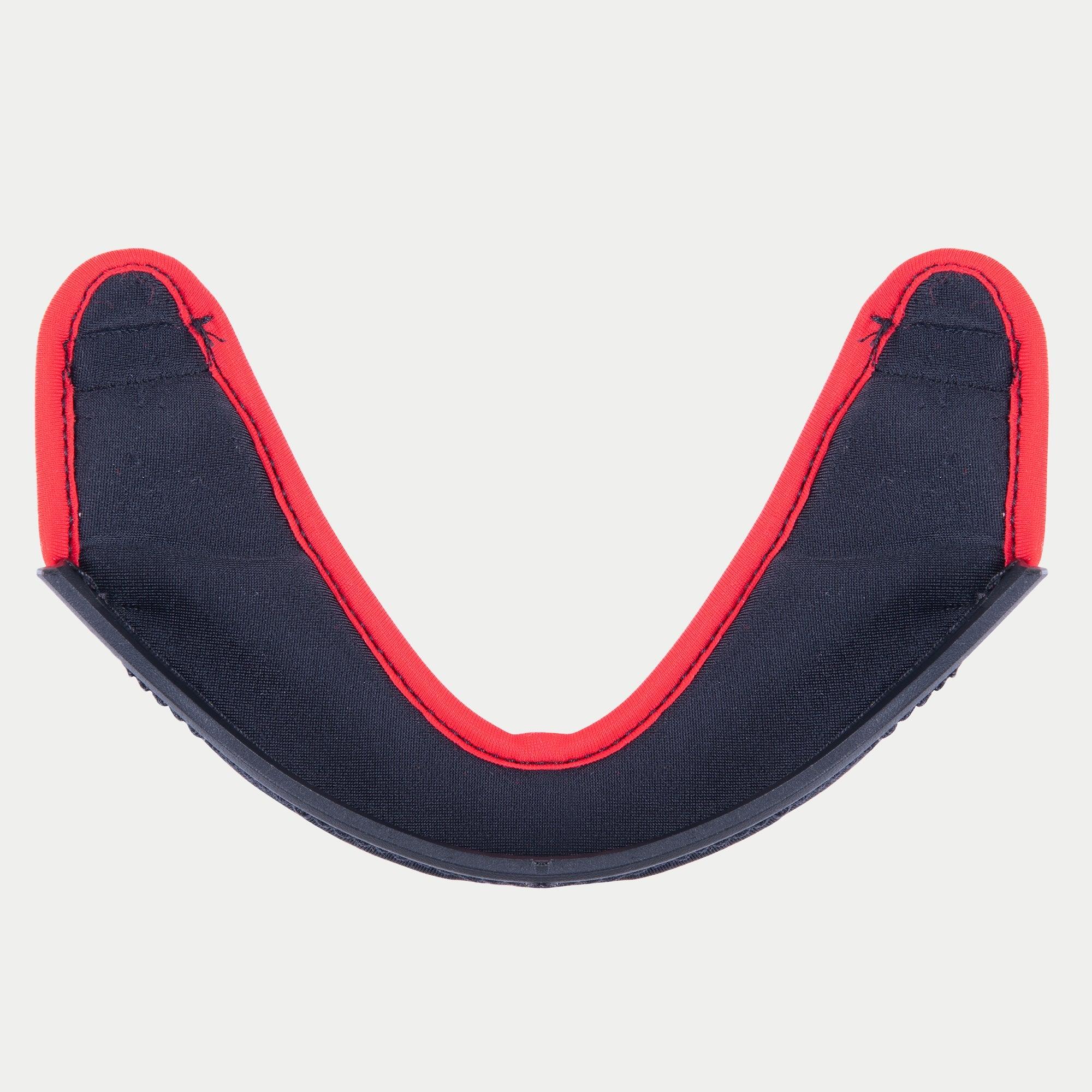 Rideau de menton Alpinestars Supertech R10, accessoire de casque, tissu noir avec bordure rouge vif, design courbé en forme de U, pièce de rechange officielle pour les casques de moto S-R10