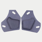 Alpinestars Supertech R10 Ear Pads Set, Motorcycle Helmet Accessory, Gray, pair of replacement interior ear pads featuring flat gray fabric backing with oval cutouts and raised central padding, official service part for S-R10 helmets