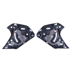 Mécanisme d'écran Alpinestars Supertech R10, paire de mécanismes de visière de remplacement noirs, composants gauche et droit avec pivots mécaniques et points de fixation pour casques de moto S-R10