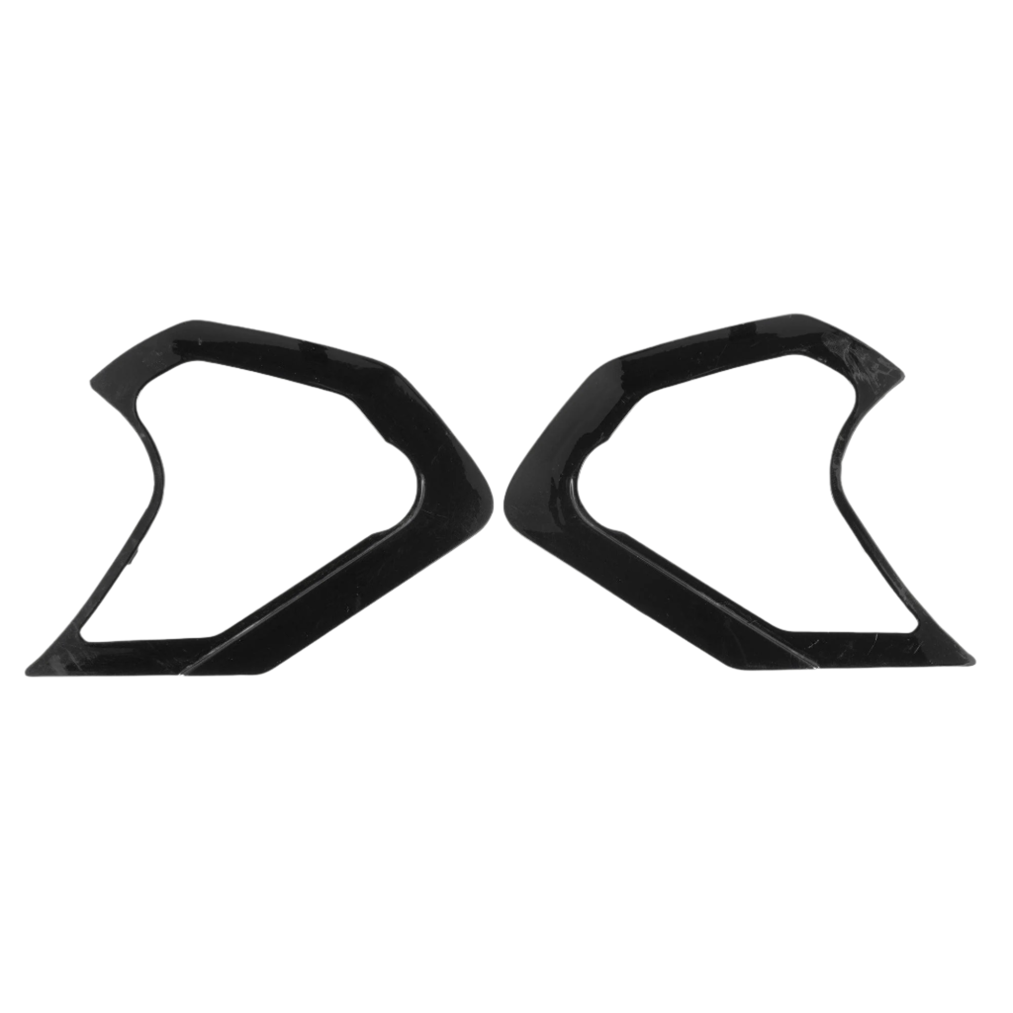 Cache du mécanisme d'écran Alpinestars Supertech R10, noir brillant, paire de pièces de rechange en plastique pour mécanisme de visière, forme géométrique avec découpes, accessoire officiel pour casques S-R10