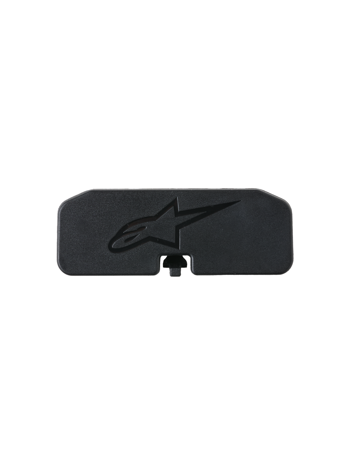 Alpinestars S-R7 Communication System Rear Cover, Black, polycarbonate motorcycle helmet communication replacement part featuring embossed Astar logo