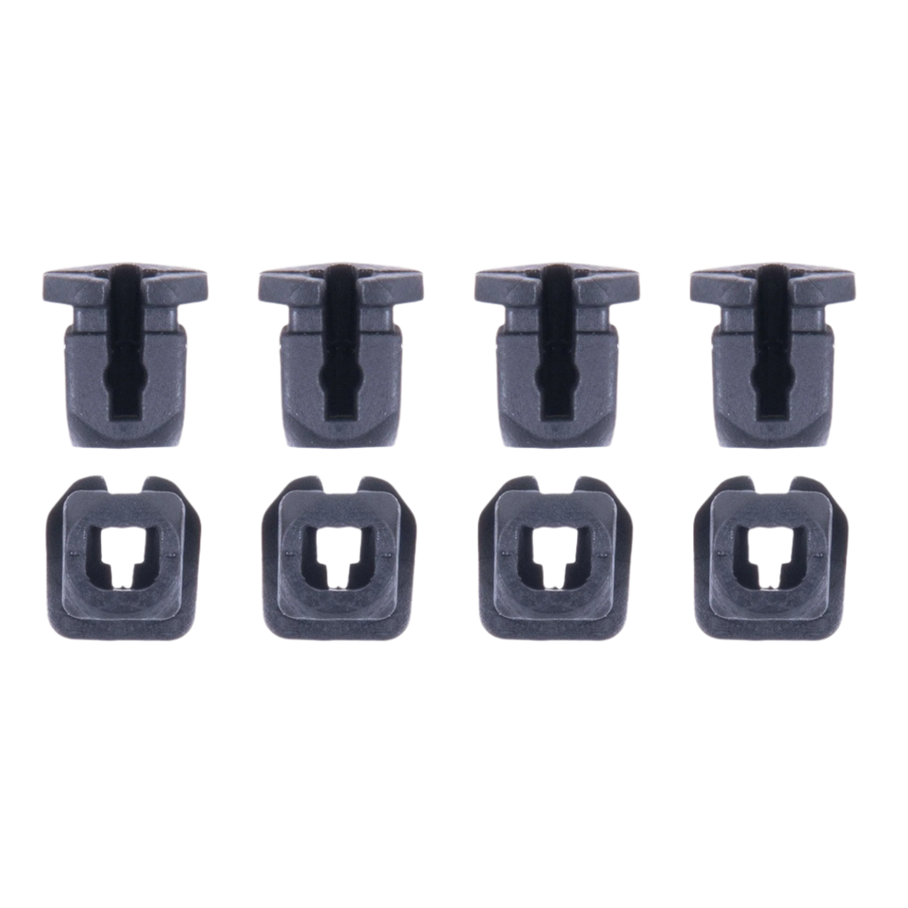 Alpinestars Supertech R10 Connector Set For Spoiler, kit de remplacement de huit pièces, clips en plastique noir, comprenant quatre connecteurs à tige et quatre à base carrée, accessoire officiel pour casques de moto S-R10