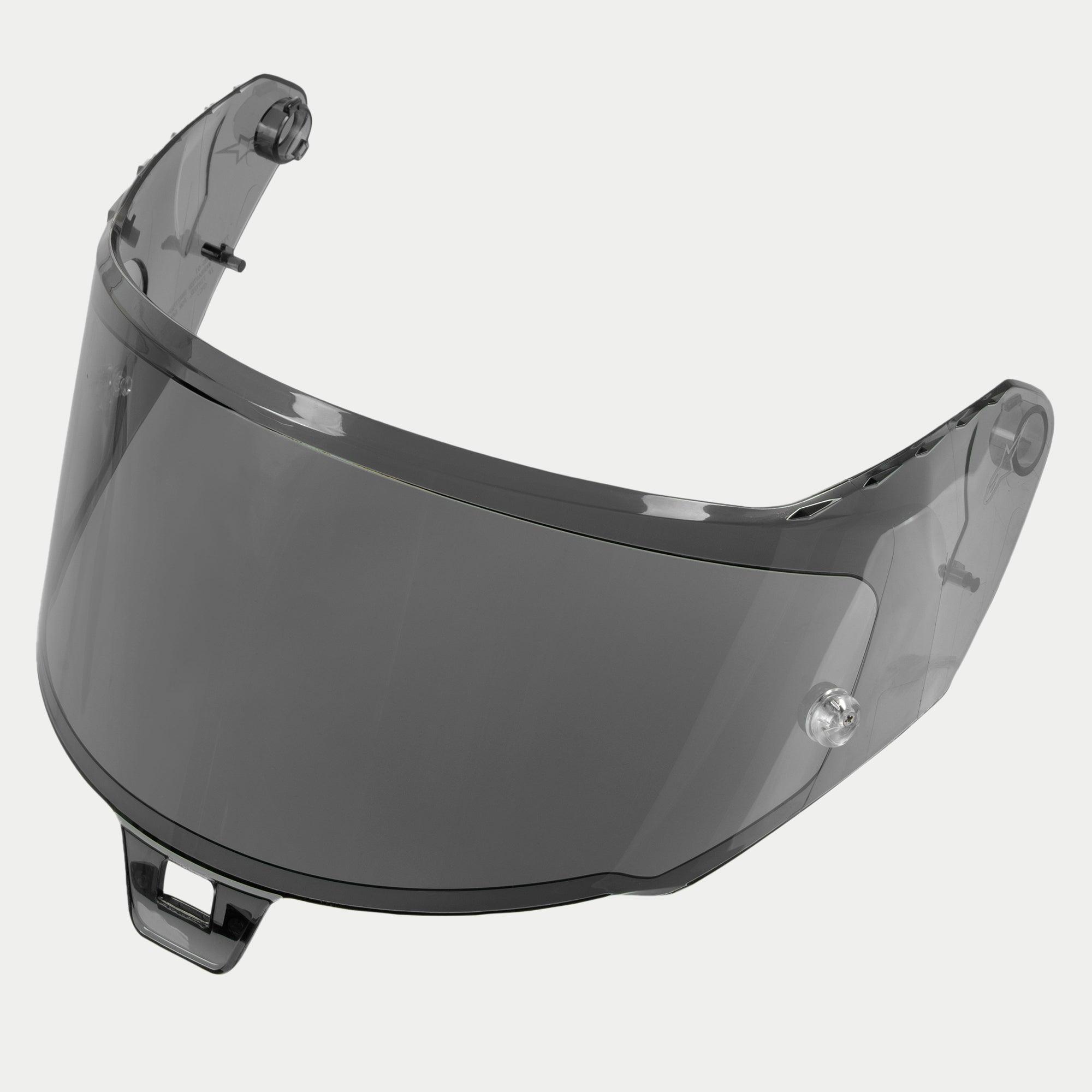 Alpinestars Supertech R10 AFHS-01 Shield, accessoire de casque, Fumé Foncé, visière de remplacement incurvée avec teinte foncée transparente, revêtement anti-rayures et matériel de montage pour la conduite de jour