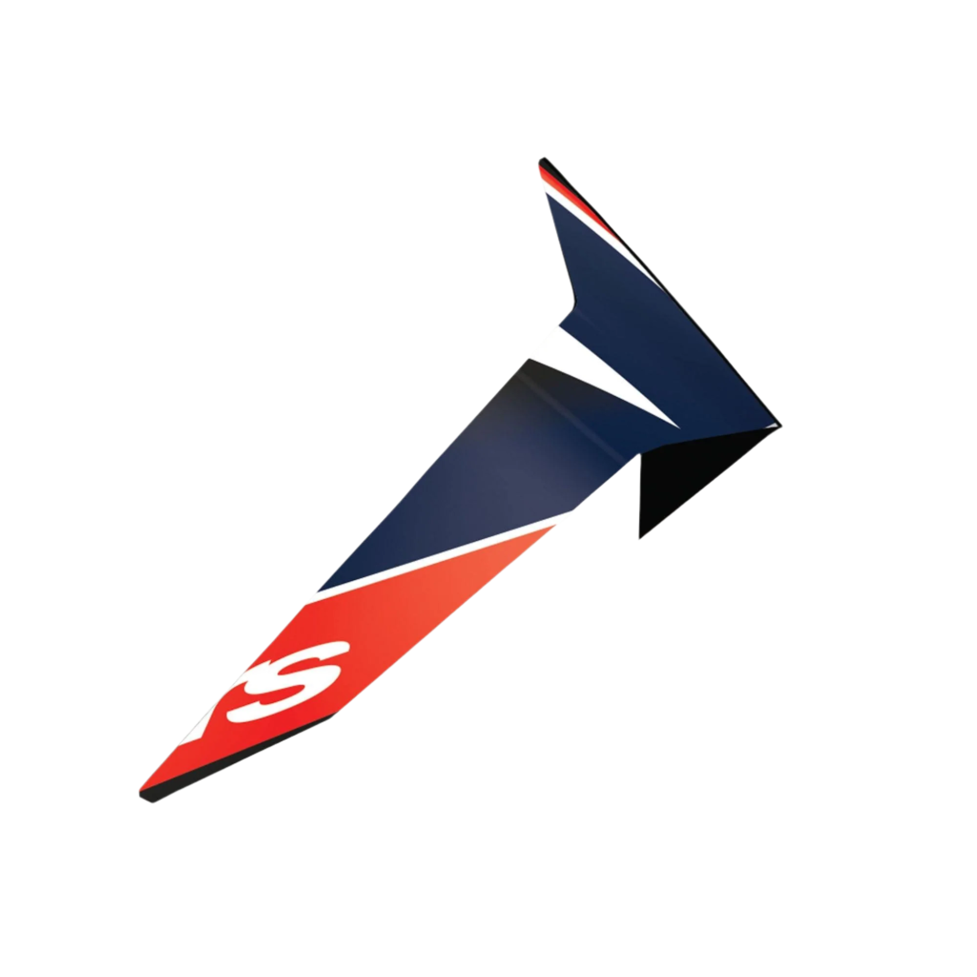 Spoiler standard Alpinestars Supertech R10 Team, accessoire pour casque de moto, noir carbone, rouge fluo et bleu foncé mat, design aérodynamique angulaire en forme d'aile avec logo S blanc, pièce de rechange officielle pour casques S-R10