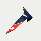 Alpinestars Supertech R10 Team Standard Spoiler, accessoire pour casque de moto, noir carbone, rouge fluo et bleu foncé mat, design aérodynamique avec motifs graphiques et logo blanc, pièce de rechange officielle pour les casques S-R10