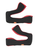 Kit de coussinets de joue Alpinestars S-M5 +5 mm, rembourrage intérieur de rechange pour casque, tissu noir avec bordure en maille rouge, design ergonomique incurvé, accessoire de casque pour le motocross et le tout-terrain