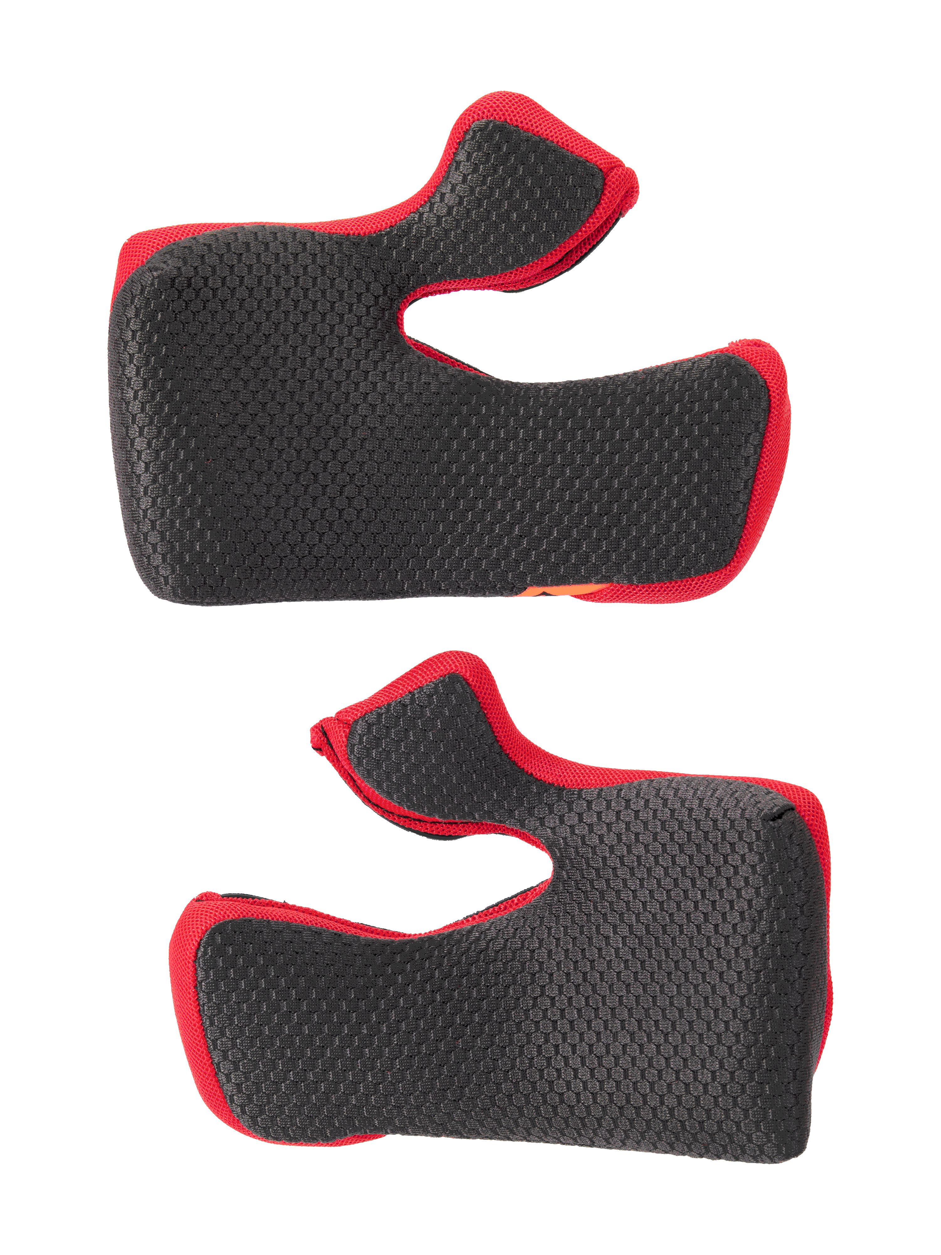 Alpinestars Supertech M10 22.06 Regular Cheek Pad Set, kit de mousses de joues standard, noir avec bords rouges, surface en maille à texture hexagonale, rembourrage intérieur de rechange pour casques de motocross, forme ergonomique incurvée