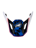 Visière Alpinestars S-M7 Blaster, accessoire pour casque de motocross, blanc, bleu et rouge brillant, motifs graphiques.