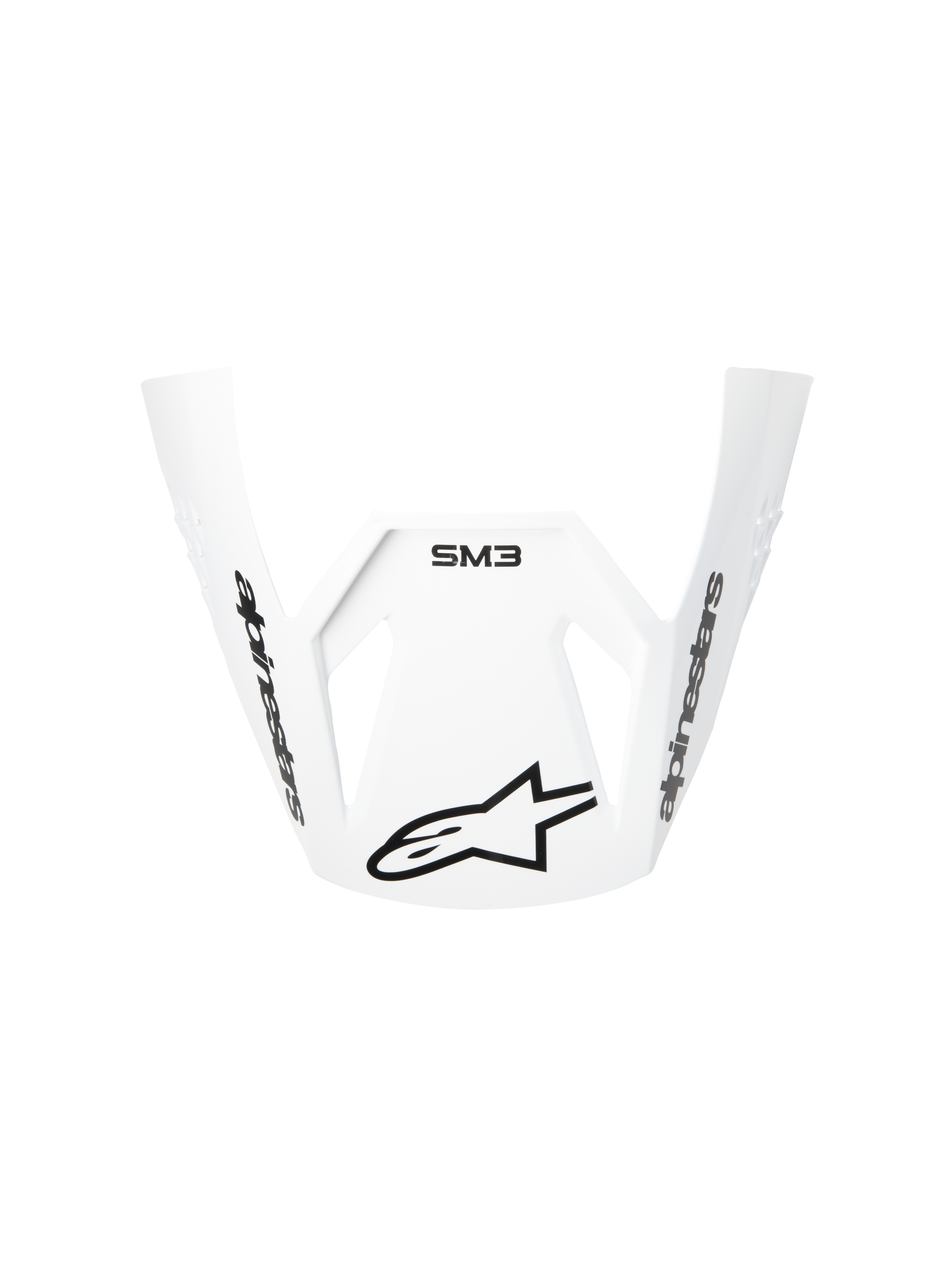 Alpinestars S-M3 Radium ECE06 Visor, visière de rechange pour casque de moto, blanche, design aérodynamique incurvé avec logos Alpinestars noirs et marquage SM3, plastique durable pour la performance en motocross