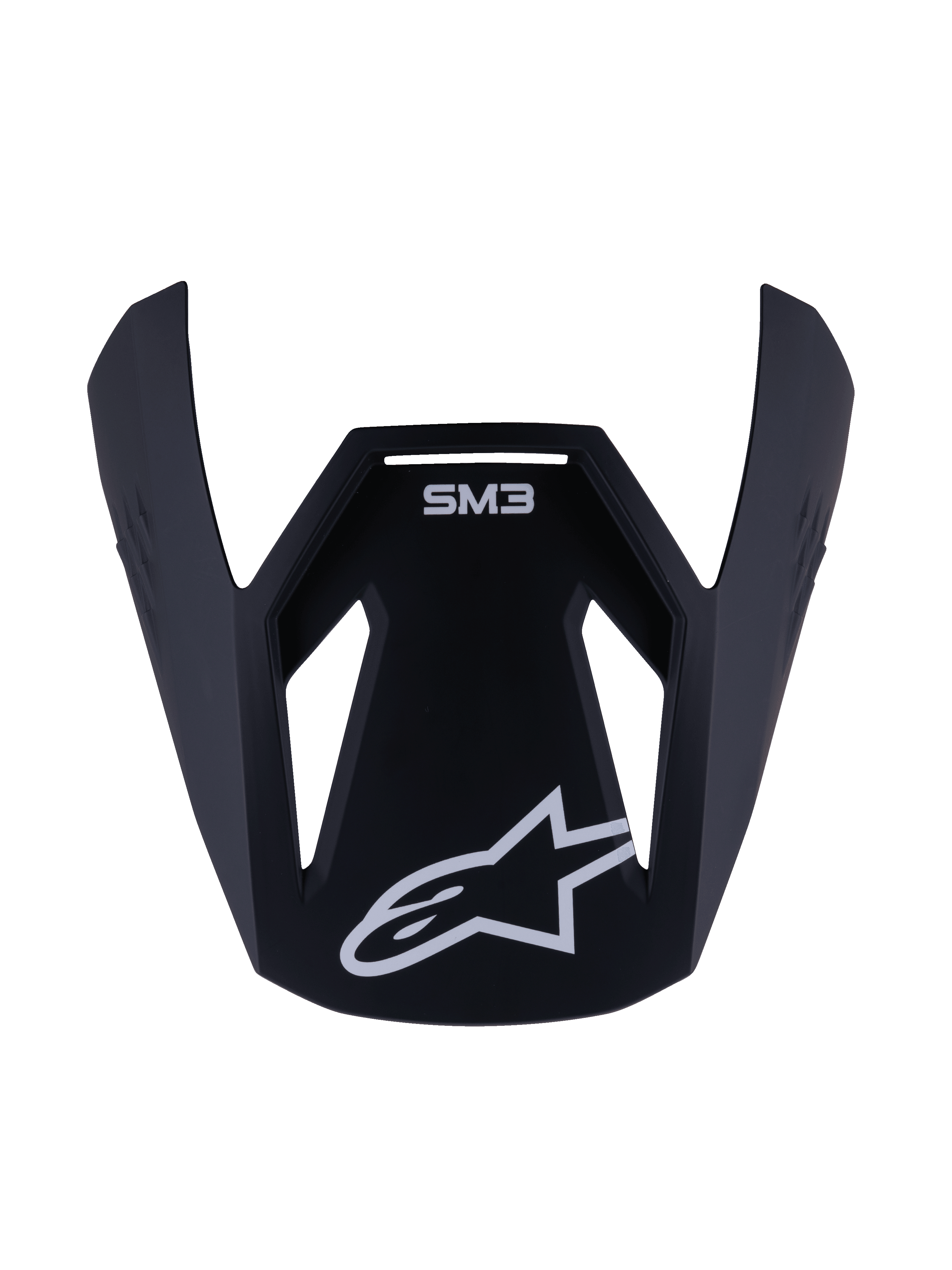 Alpinestars S-M3 Youth Solid Visor, visière de remplacement pour casque de motocross jeunesse, finition noir mat avec marquage SM3 et logo étoile blancs, accessoire en plastique durable pour le tout-terrain