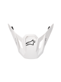 Alpinestars S-M7 Solid ECE06 Visor, replacement motocross helmet peak, White Glossy finish, featuring a black star logo, angular aerodynamic design with rectangular ventilation cutouts, compatible with S-M7 helmets