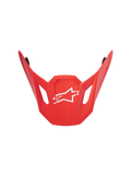 Alpinestars S-M7 Core ECE06 Visor, Red Glossy, motocross helmet replacement peak, featuring an angular aerodynamic design with a central white Alpinestars star logo, side ventilation cutouts, and a durable glossy finish