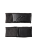 Alpinestars S-M7 Chin Strap Cover Set, noir, couvre-sangles de mentonnière de remplacement avec motif texturé et logo embossé, bordures cousues, accessoires pour casque de motocross
