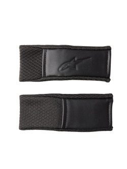 Alpinestars S-M7 Chin Strap Cover Set, noir, couvre-sangles de mentonnière de remplacement avec motif texturé et logo embossé, bordures cousues, accessoires pour casque de motocross