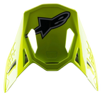 Visière Alpinestars S-M8 Factory, visière de rechange pour casque de motocross, jaune fluo, avec un grand logo Alpinestars noir et gris sur le dessus, finition brillante avec découpes aérodynamiques, accessoire à clipser pour casques Supertech M8