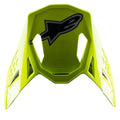 Visière Alpinestars S-M8 Factory, visière de rechange pour casque de motocross, jaune fluo brillant, avec logo Alpinestars noir et découpes aérodynamiques, compatible avec les casques Supertech M8