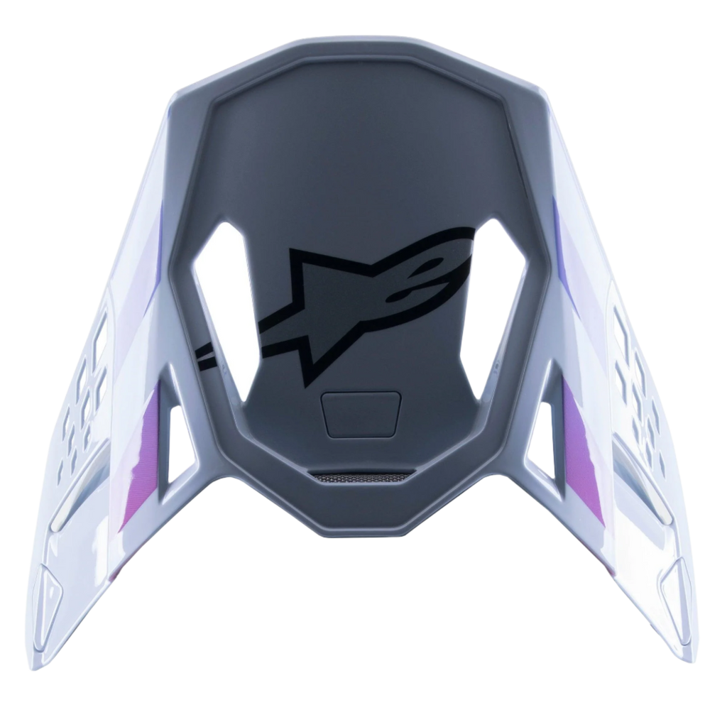 Alpinestars Supertech M10 Daytona 23 LE Visor, visière de remplacement pour casque de motocross, Gris Haze avec accents Orange Fluo et Rhodamine, design aérodynamique avec système de fixation par clip et logo Alpinestars noir sur le dessous