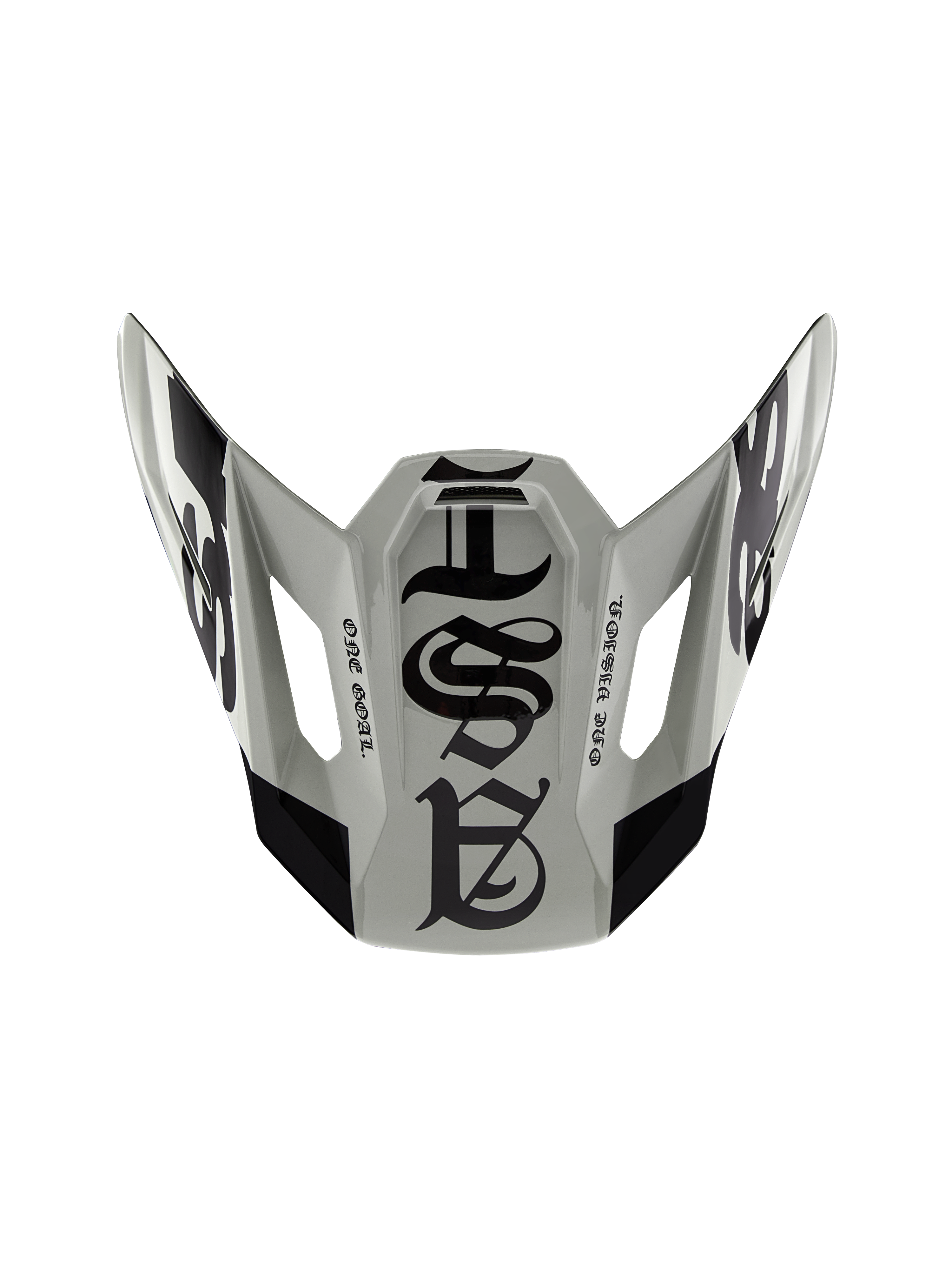 Alpinestars Limited Edition S-M7 Wolf Dust Visor 22.06, visière de remplacement pour casque de motocross, Dune et noir brillant, avec graphismes de style gothique et texte « ONE GOAL » « ONE VISION », design aérodynamique pour la course tout-terrain