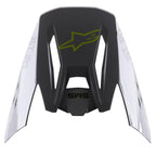 Visière Alpinestars S-M5 Bond, visière de rechange pour casque, Argent Jaune Fluo Brillant, avec logo étoile jaune fluo central, texte SM5 et panneaux latéraux blancs avec marquage ASTARS, finition brillante pour la protection en motocross