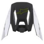 Visière Alpinestars S-M5 Bond, accessoire pour casque, Argent Jaune Fluo Brillant, section centrale gris foncé avec logo jaune fluo, panneaux latéraux argentés avec logo Astars, finition brillante, visière de rechange pour casques de motocross S-M5