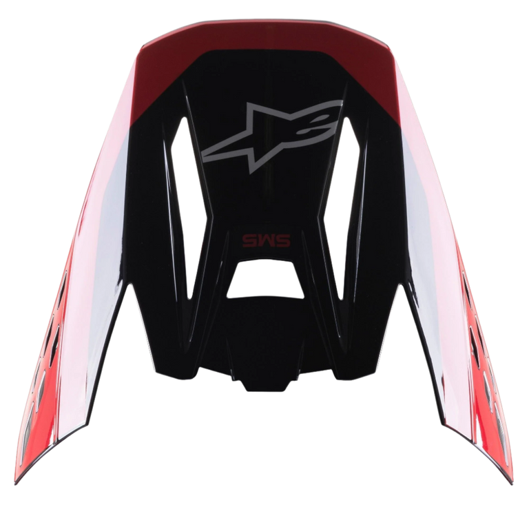 Alpinestars S-M5 Beam Black Red Glossy Visor, Motocross Helmet Replacement Part, glossy finish with red accents, featuring the Astars logo and SM5 text, designed for off-road and motocross racing