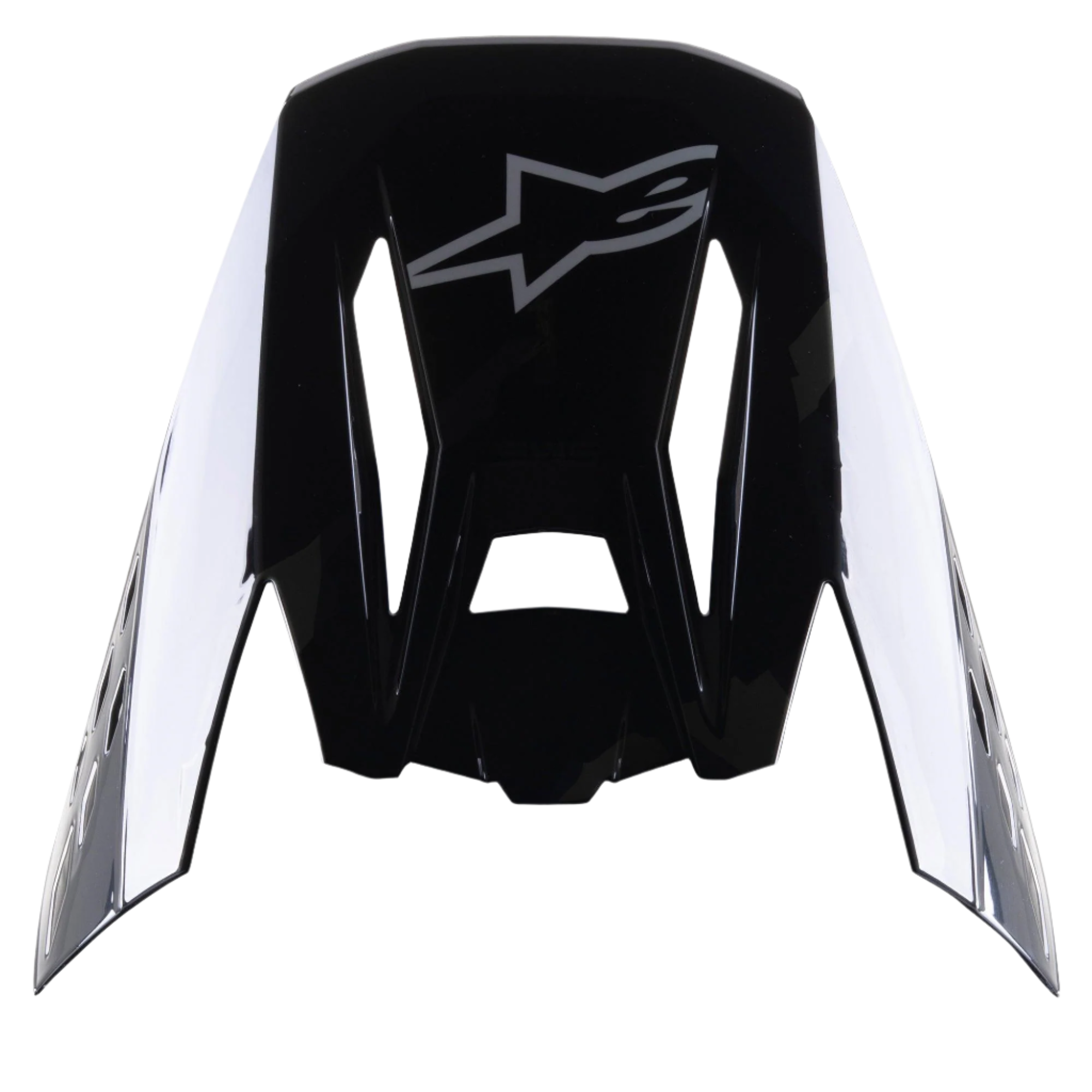 Visière Alpinestars S-M5 Rover, accessoire pour casque de motocross, noir anthracite camouflage brillant, finition noire brillante avec logo étoile gris, design aérodynamique avec découpes pour la circulation de l'air
