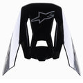 Visière Alpinestars S-M5 Rover, visière de rechange pour casque de motocross, noir anthracite camo brillant, avec logo Alpinestars gris, design angulaire avec motifs camouflage sur les côtés, accessoire de rechange pour casques de course tout-terrain