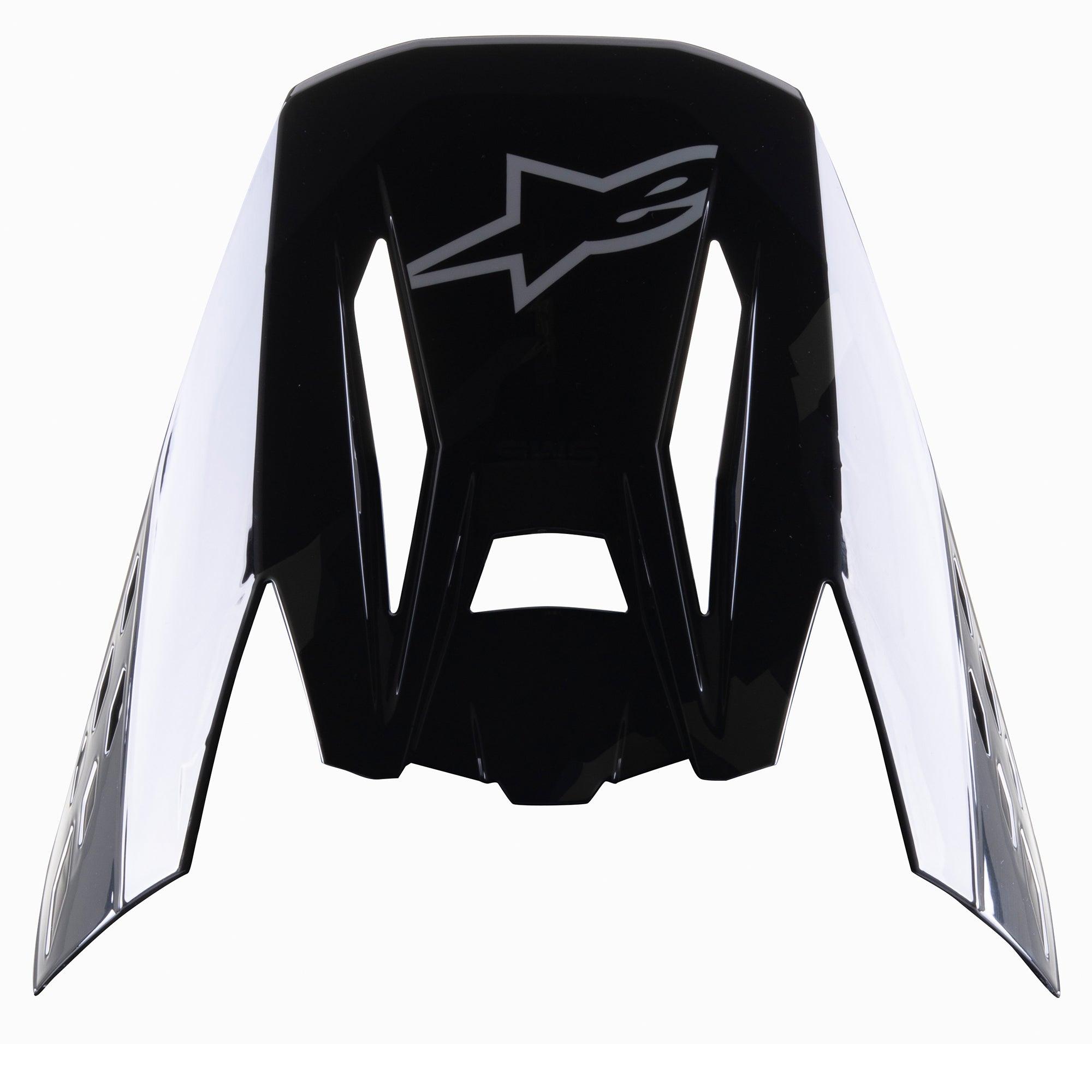 Visière Alpinestars S-M5 Rover, visière de rechange pour casque de motocross, noir anthracite camo brillant, avec logo Alpinestars gris, design angulaire avec motifs camouflage sur les côtés, accessoire de rechange pour casques de course tout-terrain