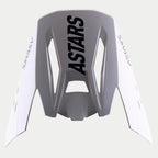 Visière Alpinestars S-M5 Rayon, visière de rechange pour casque de motocross, gris avec logo ASTARS noir sur le dessus et les côtés, finition mate, design angulaire avec ouvertures de ventilation pour la performance tout-terrain