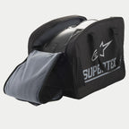 Sac semi-rigide pour casque Alpinestars Supertech, sac de rangement de protection pour casque de moto noir avec grand logo argenté et doublure intérieure souple