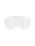 Écran Alpinestars Supertech Clear, lentille de rechange pour masque de motocross, polycarbonate transparent résistant aux chocs, texte "ONE GOAL. ONE VISION." sur le dessus et petit logo, avec fixations latérales pour tear-offs