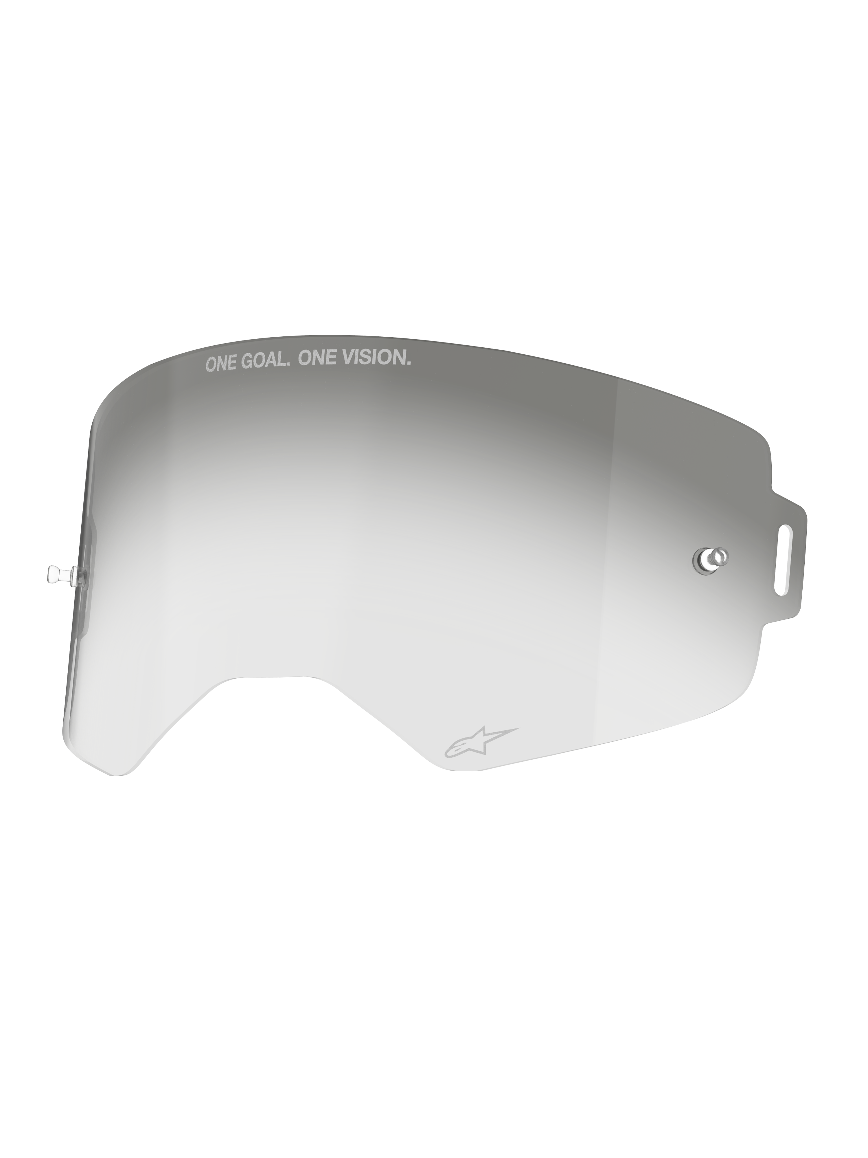 Alpinestars Supertech Photochromic Lens, grey motocross goggle replacement with anti-fog coating and tear-off posts.