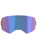 Alpinestars Supertech Mirror Lens, écran pour lunettes de motocross, bleu miroir avec des teintes violettes, doté de la technologie Absolute Vision™, supports pour tear-off intégrés et slogan « ONE GOAL. ONE VISION. » sur le dessus.