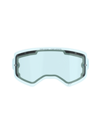 Alpinestars Supertech Dual Pane Vented Lens, écran de rechange pour masque de motocross, teinte bleue, construction en polycarbonate à double paroi, joint en mousse noire, ports de ventilation supérieurs et latéraux, marquage 'ONE GOAL. ONE VISION.', performance antibuée pour la course tout-terrain