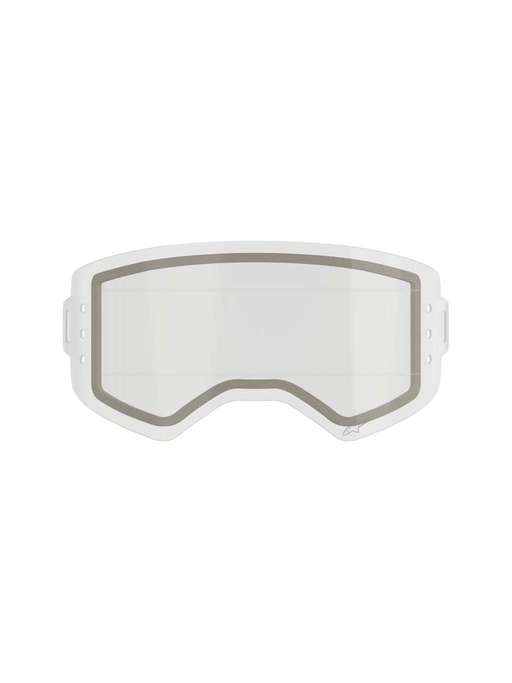Alpinestars Supertech Dual Pane Roll Off Lens, écran de rechange pour masque de motocross, transparent, construction à double paroi avec joint en néoprène gris visible et encoches latérales pour film roll-off, polycarbonate transparent résistant aux chocs