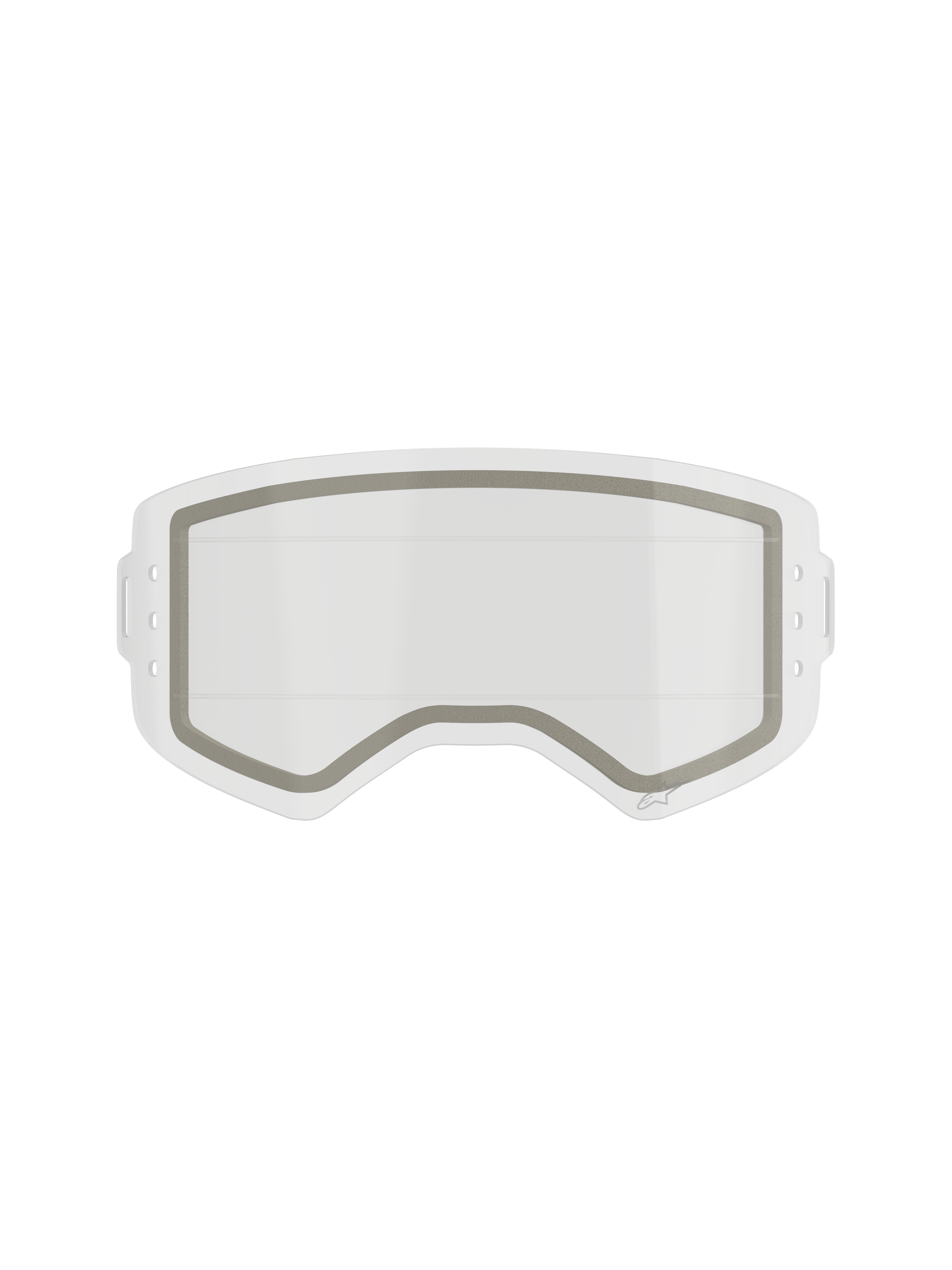 Alpinestars Supertech Dual Pane Roll Off Lens, écran de rechange pour masque de motocross, transparent, construction à double paroi avec joint en néoprène gris visible et encoches latérales pour film roll-off, polycarbonate transparent résistant aux chocs