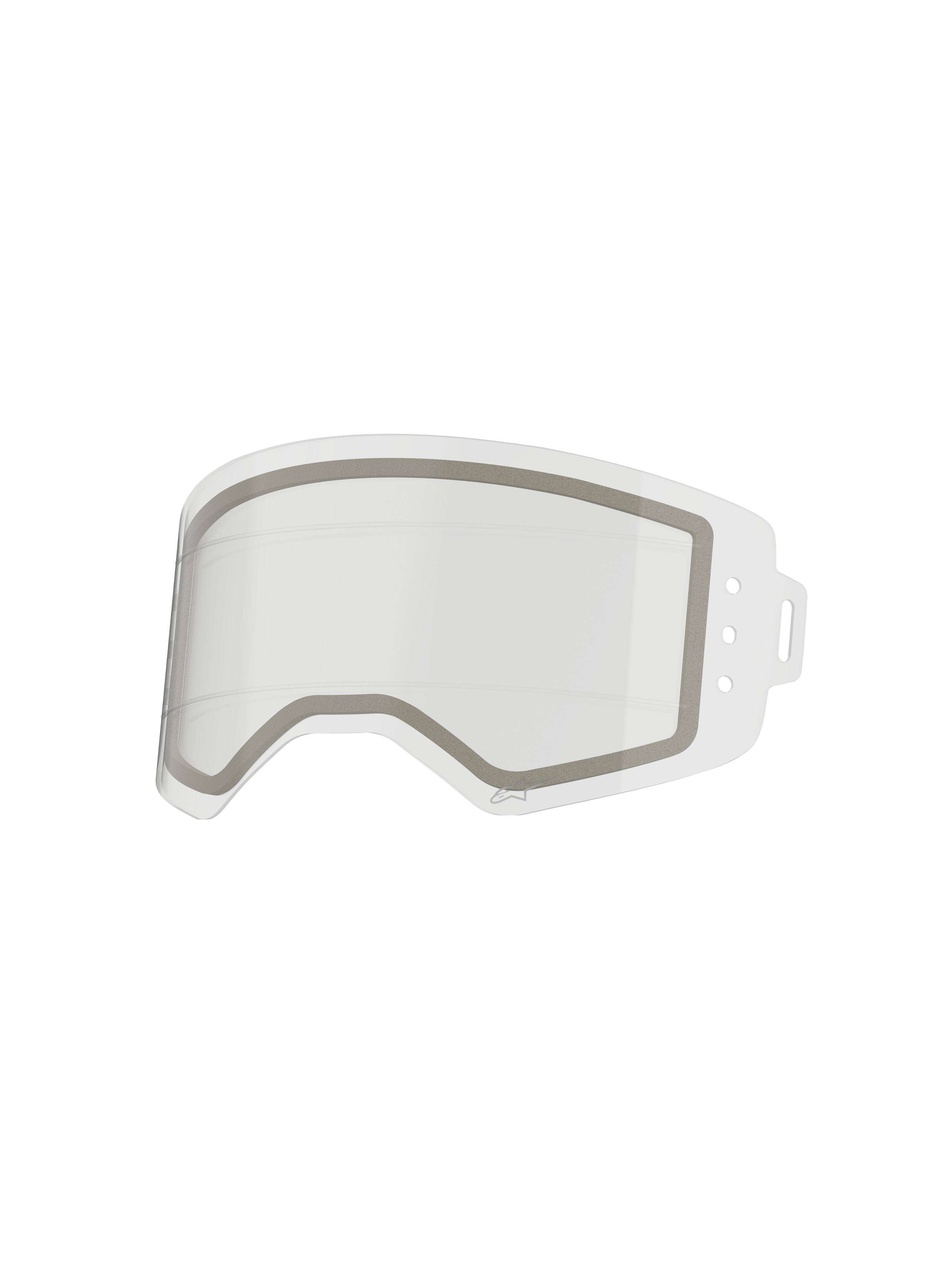 Lentille Alpinestars Supertech Double Paroi Roll Off, lentille de rechange claire pour lunettes, construction anti-buée avec joint en néoprène gris et lignes de glissement en silicone intégrées, fabriquée en polycarbonate résistant aux impacts