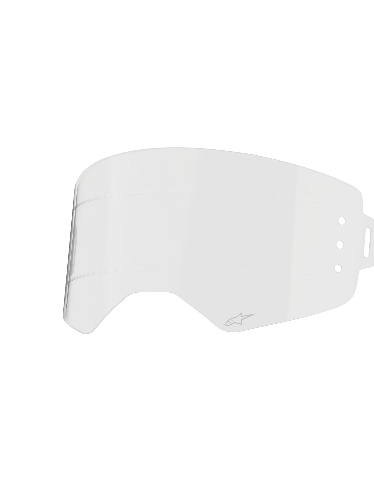 Lentille Alpinestars Supertech Roll Off, accessoire de lunettes transparent, polycarbonate moulé par injection avec lignes de glissement horizontales, petit logo Alpinestars, pièce de rechange officielle pour lunettes Supertech Wide Vision