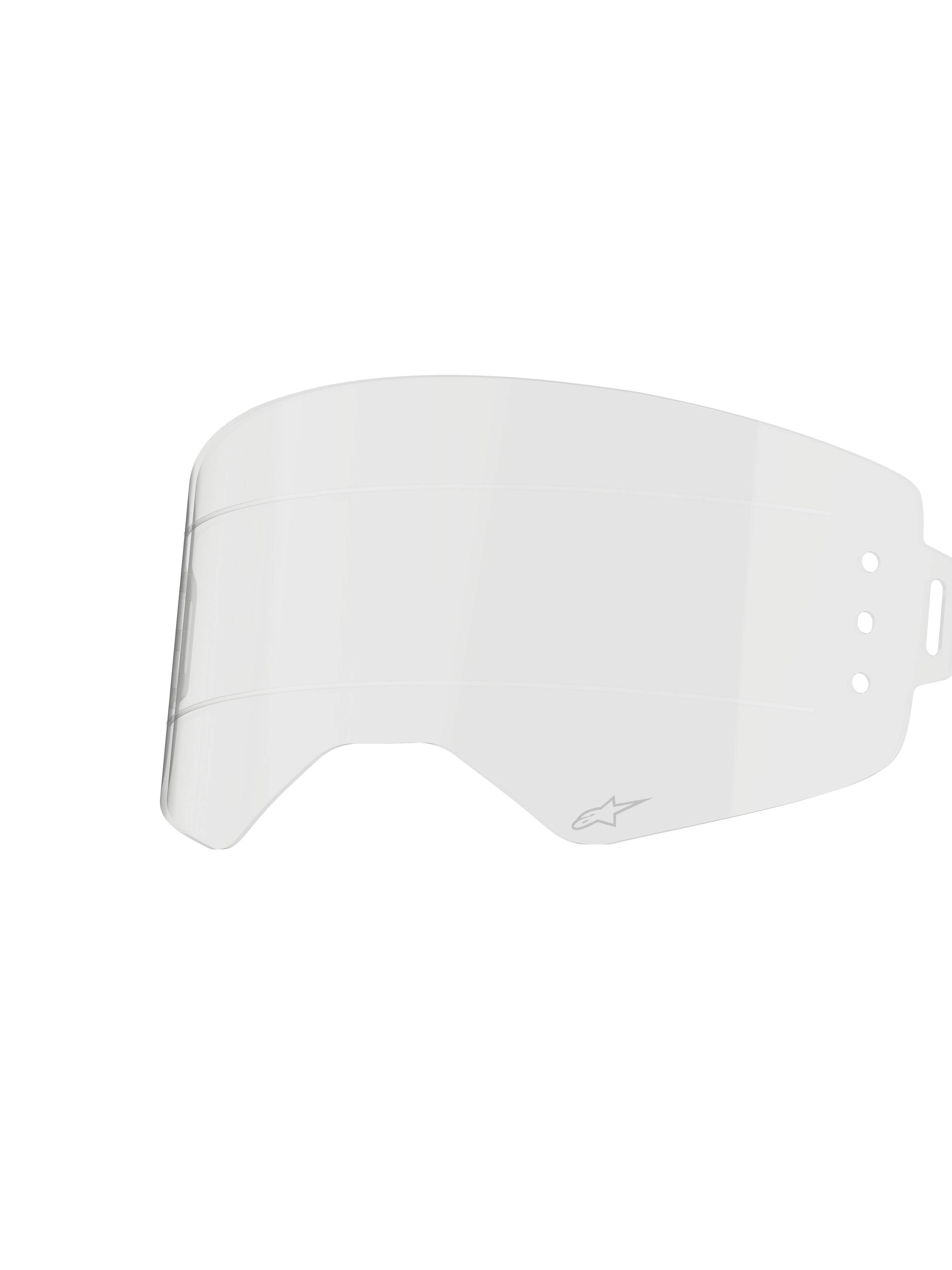 Lentille Alpinestars Supertech Roll Off, accessoire de lunettes transparent, polycarbonate moulé par injection avec lignes de glissement horizontales, petit logo Alpinestars, pièce de rechange officielle pour lunettes Supertech Wide Vision